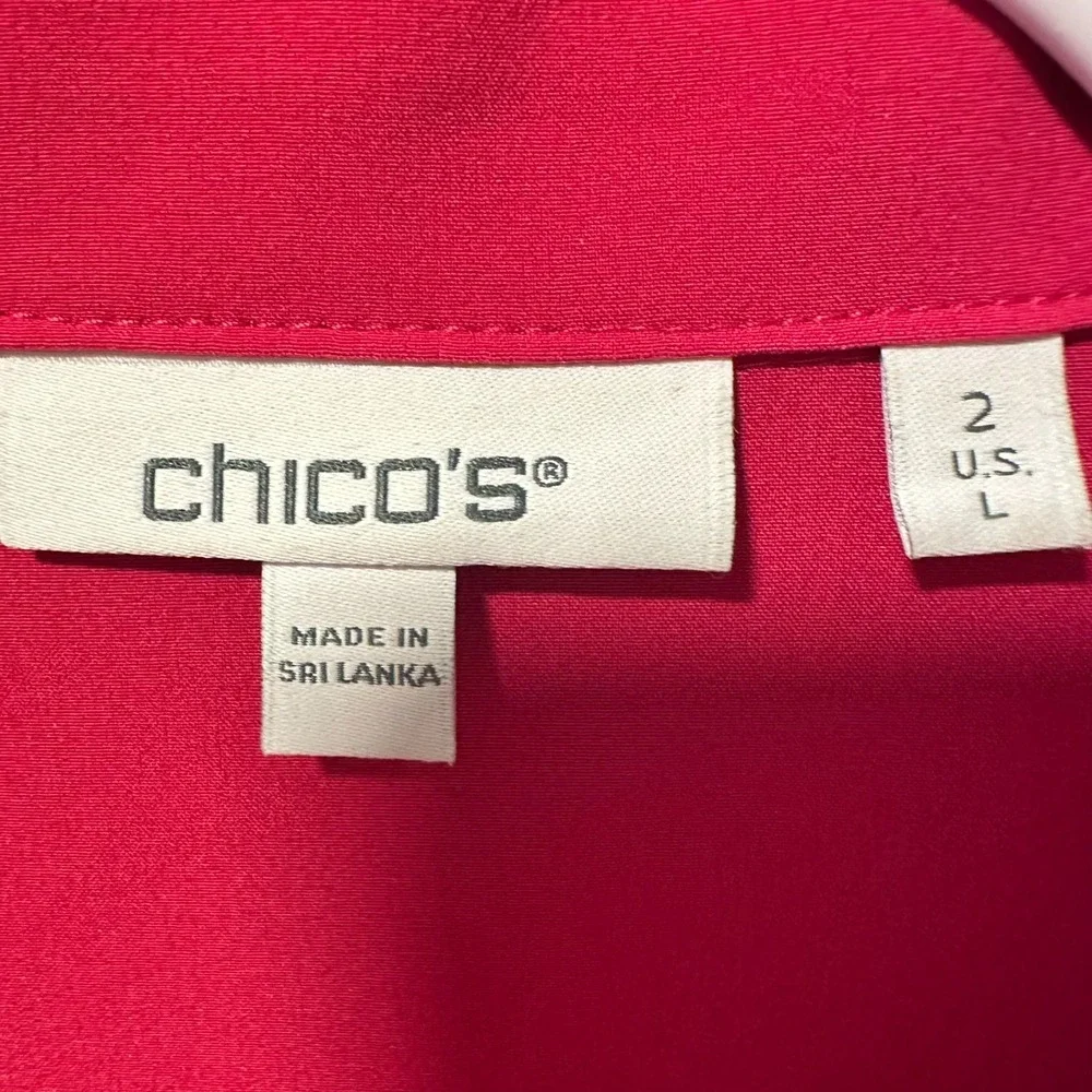 Chico's Size-L (2)Jacket‎  Pink Zip Front Pockets Lightweight Preppy